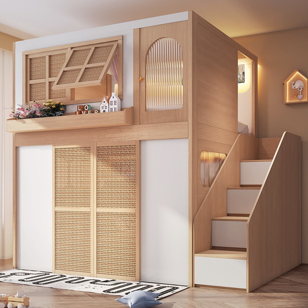 Bunk Bed With Stairs And Slide - Łóżko piętrowe z oddzielnymi przestrzeniami prywatnymi