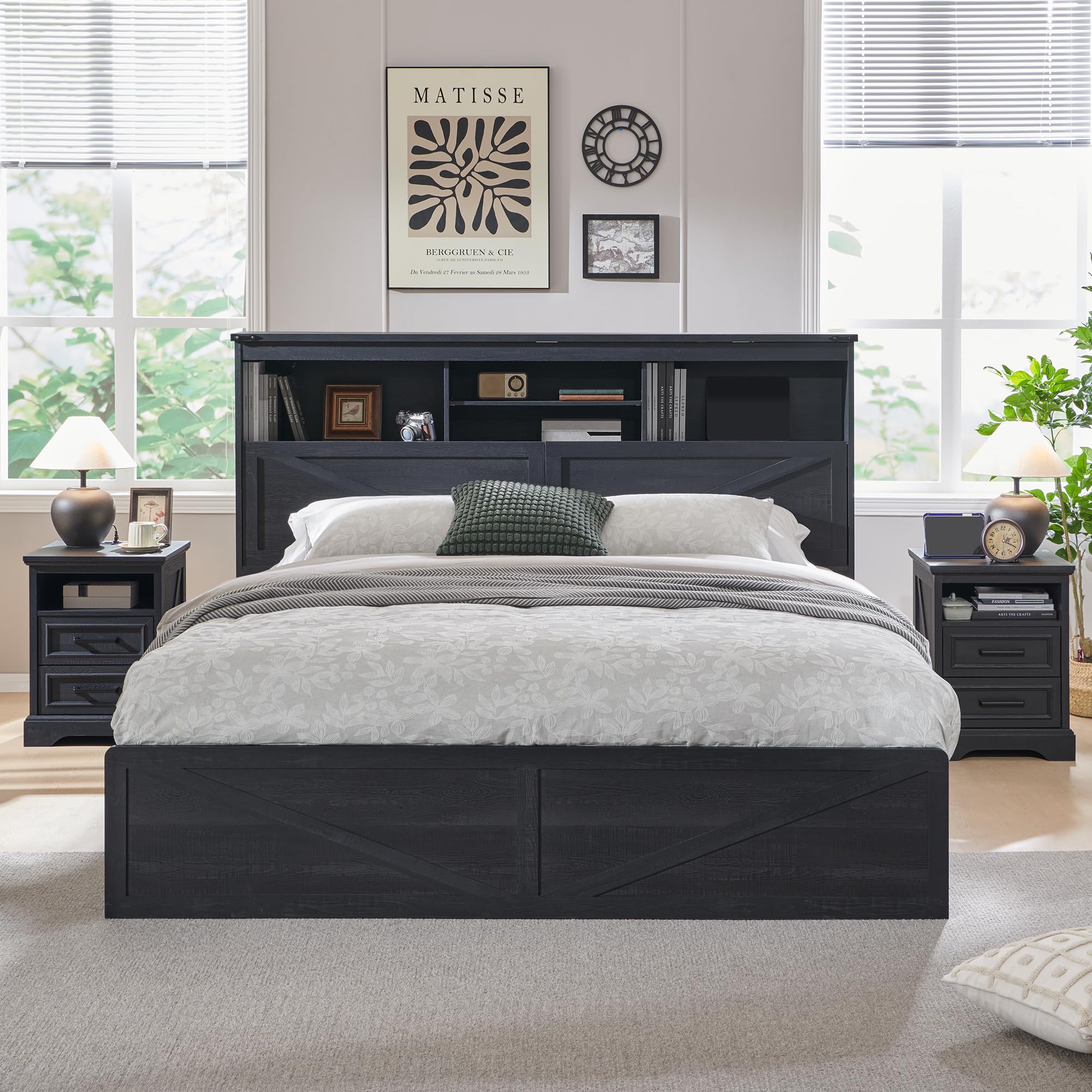 Rama łóżka w stylu rustykalnym – King Size Bed Frame With Storage Drawers recenzja i cena