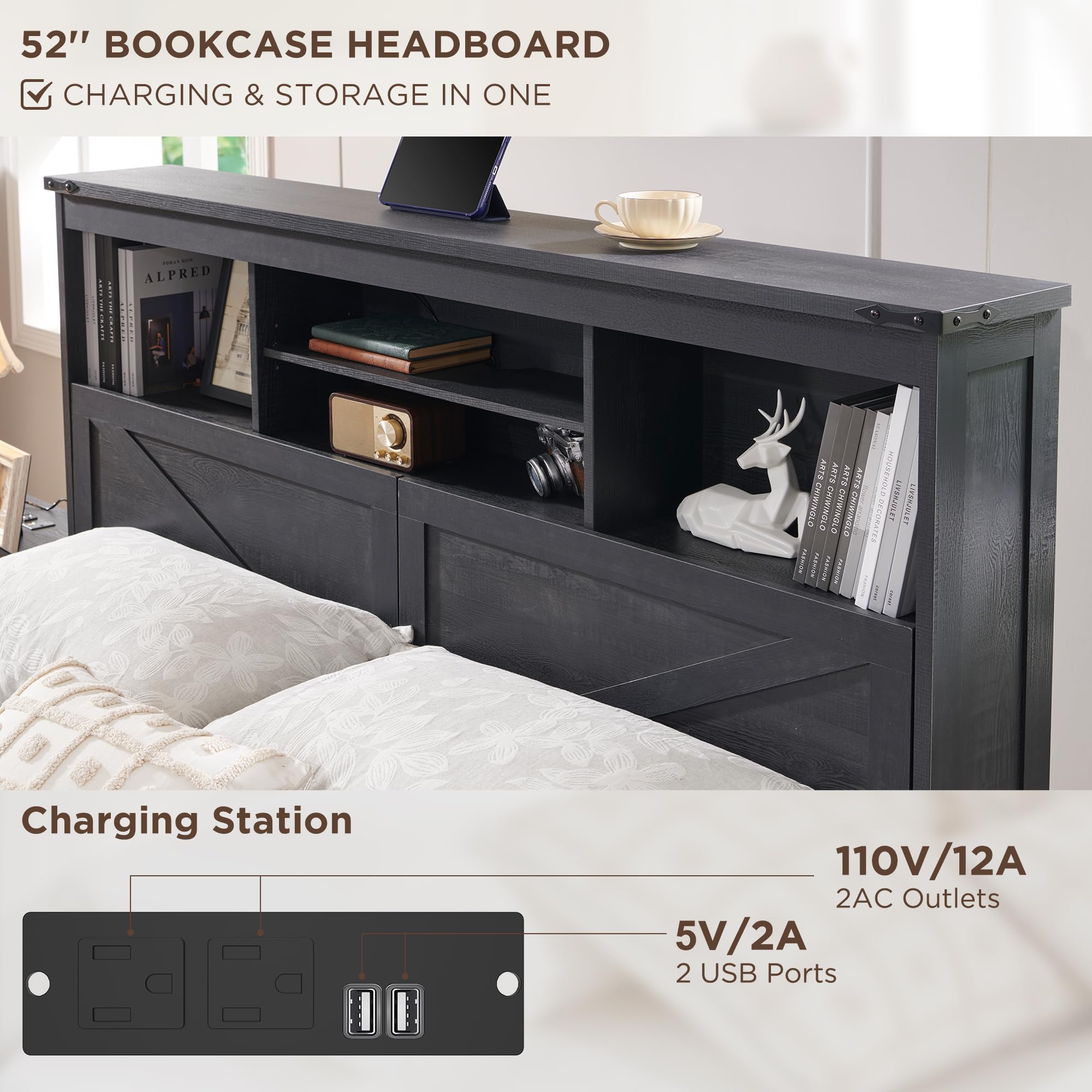 Rama łóżka w stylu rustykalnym – King Size Bed Frame With Storage Drawers recenzja i cena