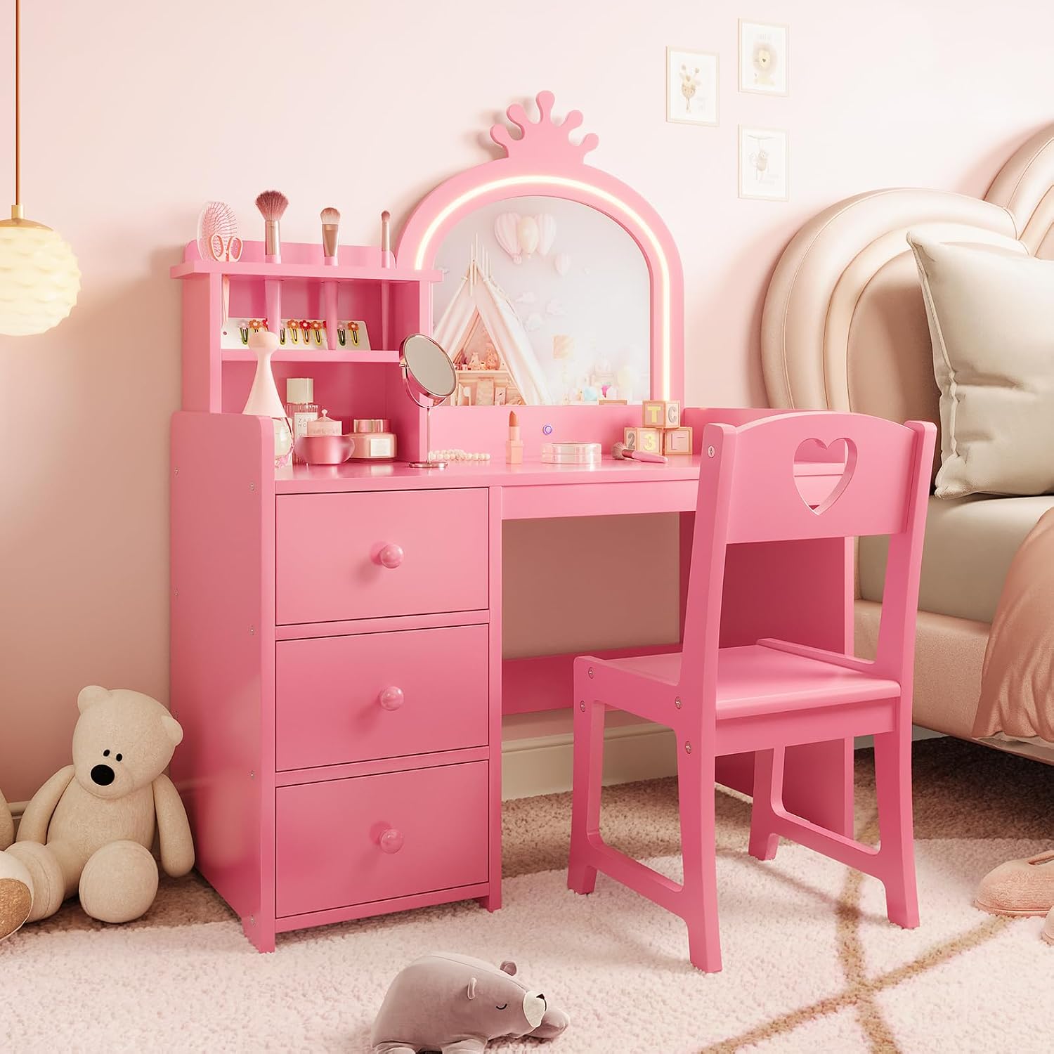 Dziecięcy toaletka z podświetl – Dressing Table Vanity With Lighted Mirror recenzja i cena