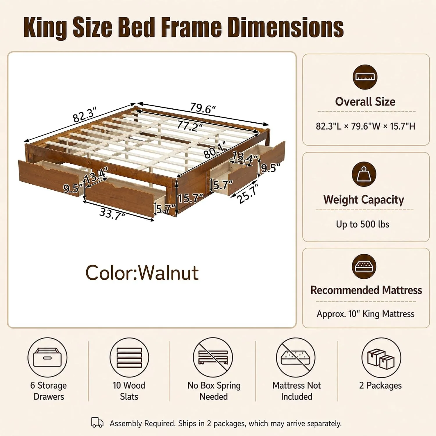 Minimalistyczna rama łóżka z d – King Size Bed Frame With Storage Drawers recenzja i cena