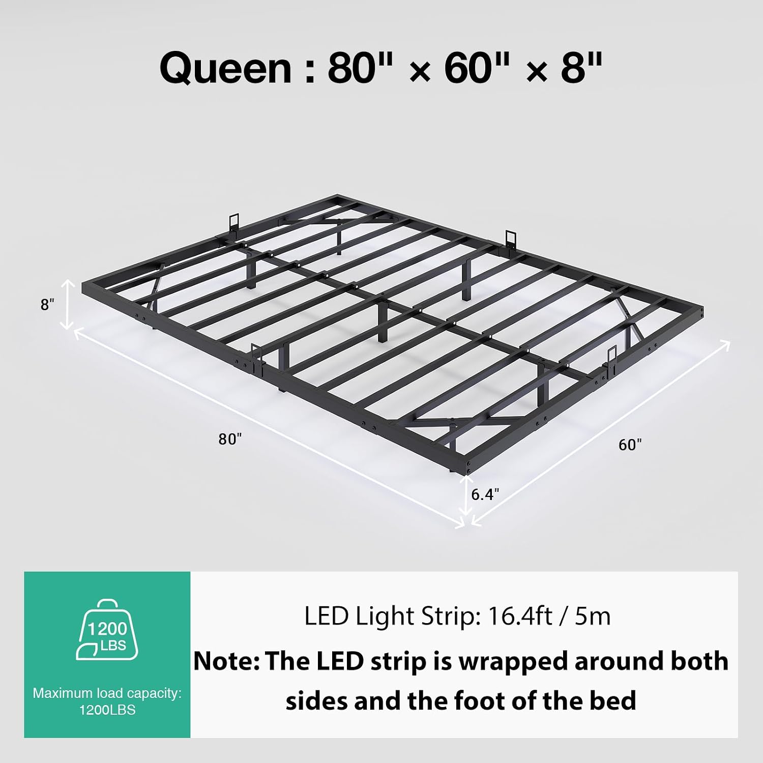 Rama łóżka z platformą i podśw – Memory Foam Mattress In A Box Queen recenzja i cena